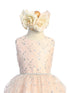 Big Girls Blush Diamond Sequin Crystal Tulle Junior Bridesmaid Dress 7-12 - SophiasStyle.com